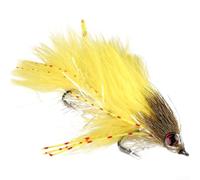 Señuelo de mosca Streamer con arreglo de doble gancho y construcción de plumas naturales para una imitación efectiva de especies de peces forrajeros (amarillo)