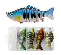 Señuelo de natación para la pesca de perca, juego de 5 piezas de cebo artificial flotante multimiembro - Señuelos de natación realistas, para agua dulce y agua salada para pescar perca lucioperca y