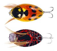 Señuelo de pesca 3.8cm 4g cebo de plástico flotante para patrón de escarabajo con ojos 3D y gancho de canal de sangre para pesca de agua dulce y salada (KC008-3)