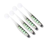 Señuelo de Pesca de simulación Suave, Cebo Artificial TPR Realista, Cola en T de 100 mm, 4 Unidades, para Pescadores de Agua Dulce y Salada, Estampado de Leopardo, Rojo, Negro, (#8 Estampado de