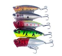 Señuelo de Pesca Duro Muy Realista Crankbait Popper con Ojos 3D y 6 anzuelos Cebo ABS para en Agua Salada Dulce