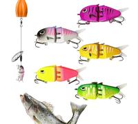 Señuelo de pesca para lucio y lucioperca, cebo de pesca artificial - Señuelos de natación articulados de inmersión lenta 5 piezas para agua poco profunda estanques ríos agua salada agua