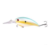 Señuelo gordo de pesca al aire libre con acción flotante flexible y ojos realistas 3D, ganchos resistentes para lubina en agua dulce y salada, multicolor, 12 cm de longitud, 14 g de peso (B)