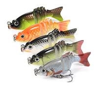 Señuelo nadador multi-articulado,HUIOP 5 unids Multi Jointed Swimbait 6 cm 4.7g 6 Segmento Realista Artificial Mini Cebos De Natación Crankbait Señuelos De Pesca con Caja De Almacenamiento,cebo