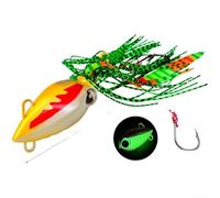 Señuelo que brilla en la oscuridad con ojos moldeados 3D, gancho de acero al carbono y falda de silicona suave para una mejor pesca nocturna para mayor fuerza (60 g, color B)