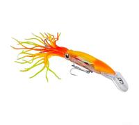 Señuelo realista de calamar de 14 cm, 40 g con tentáculos de PVC suave, cuerpo pesado y ojos 3D para un movimiento realista, cebo de pesca flexible para pesca en agua salada y agua dulce (A)