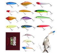Señuelos de Bass,Quince Piezas Cebo Reflectante Realista - Juego De Herramientas De | para Ríos Lagos Mar y Agua Dulce con Técnicas de Jigging Trolling Casting y Corriente