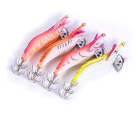 Señuelos de Calamar Yamashita Squid Jig 4 Uds. Cebo de Camarón de Plástico Luminoso, Plantilla de Calamar y Camarón, Señuelos de Jigging, Pesca Nocturna y Amanecer, Señuelos de