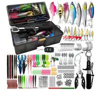 Señuelos de Pesca, 412 Piezas Set de Cebos Pesca Señuelos Accesorios Kit con Caja de Aparejos Anzuelos Alicates Jig Head Sinker Swivel Pesos Equipo de Pesca de Agua Dulce y Salada