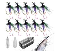 Señuelos de pesca con mosca, kit de señuelos de pesca con mosca, 10 señuelos cebos simulados con doble anzuelo regalo aventuras padre agua dulce agua salada al aire libre hombre camping