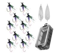 Señuelos de pesca con mosca para Black Bass - Kit de señuelos de pesca con mosca, cebo simulado con atractivo y doble anzuelo de 10 piezas para pesca en agua salada y agua dulce, para aventuras