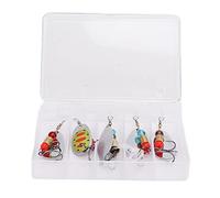 Señuelos de Pesca de Acero Inoxidable, Pequeños y Portátiles, 5 Piezas, 6 cm - Diseño Giratorio Que Atrae Peces, Incluye Caja para Almacenamiento Seguro (A (Trompeta))