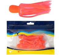Señuelos de pesca de agua salada, 7 unidades, imitación de calamar suave con movimiento de natación realista, tentáculos flexibles y acción flotante (naranja)