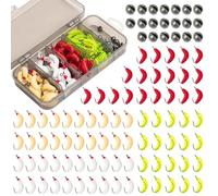 Señuelos de pesca de agua salada de 100 piezas, 100 señuelos de pesca con pan | Kit de señuelos de bajo realistas Cebos para larvas de silicona | Señuelos de pesca compactos para lubinas Kit de cebos