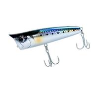 Señuelos de pesca de agua salada de superficie, señuelo flotante de pesca de surf, cebos fluyentes anzuelos triples, con ojos 3D para bar, trucha, dorado, gallineta