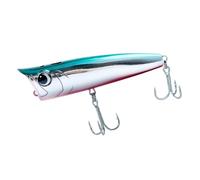 Señuelos de pesca de agua salada de superficie, señuelo flotante de pesca de surf, cebos fluyentes anzuelos triples, con ojos 3D para bar, trucha, dorado, gallineta