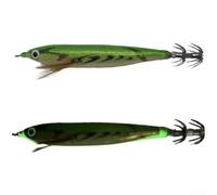 Señuelos de pesca de calamar de 12 cm, horizontal, luminoso, de madera, con gancho BKK (2)