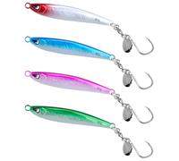 Señuelos de Pesca de Mar de Hundimiento Profundo, WASAGA 4 Piezas 60g/80g/100g/120g Cebo de Pescado Giratorio de Mar de Metal Duro de Sardina para Atún Porgy Negro Mero de Salmón y Señuelo de Jigging