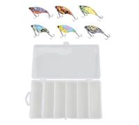 Señuelos de pesca de metal vibratorio, paquete de 6 en caja de aparejos, cebo de cuchara de mariposa para lubina y lucio, diseño de alta vibración para todas las capas de agua (14 g)