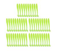 Señuelos de Pesca de Plástico Blando, 50 Uds., 5cm, Cola en T, Cebos de Gusano, Accesorio para Aparejos de Pesca, Actúa como una Criatura Viva (Verde Fluorescente)