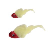 Señuelos de Pesca, Juego de 2 Piezas de Plomo Envuelto en T-Tail for mandarín, pez Negro, lubina, Boca hacia Arriba, acción de Salto, swimbait Equipo de Pesca(Red White)