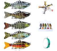 Señuelos de pesca realistas de natación lenta, cebo de pesca spinning, realista, multi-articulado, señuelo para pesca, cebo artificial multi segmento para lucio, lubina, trucha, pesca familiar