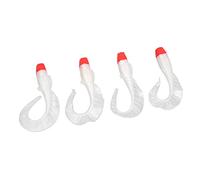 Señuelos de Pesca Realistas PVC, 4 Unidades con Cabeza Roja y Cuerpo Blanco para Lubina Agua Dulce, Cebo Artificial Efectivo para Pescadores Deportivos y Escenarios de Río o Lago