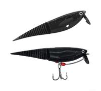 Señuelos de pesca, señuelo de pesca suave con alas flotantes ajustables que se hunden, cola de pez realista para acción natural de natación, atrapa lubina (negro flotante)