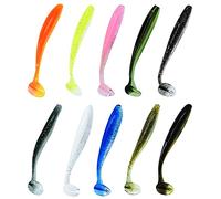 Señuelos de pesca suaves, 100/50 piezas cebos de plástico suave, caja para trucha, pez rojo, agua salada/dulce, 10/5 colores