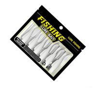 Señuelos de pesca suaves Tpr con brillo holográfico y aroma de camarón para pesca de agua dulce y mar Cebo T-tail con ranura de gancho oculto en multicolor 6 piezas Set 6 cm de longitud (blanco)
