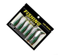 Señuelos de pesca suaves Tpr con purpurina holográfica y aroma de camarones para pesca de agua dulce y mar. Juego de seis piezas en varios colores, diseño de cola en T, 6 cm de longitud (rojo-verde)