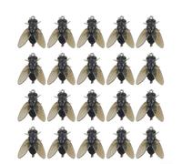 Señuelos de silicona suave para moscas domésticas, diseño realista, cebo de pesca con mosca con ultra ganchos para carpa, trucha y lubina, equipo de agua dulce, acabado negro, juego de veinte piezas