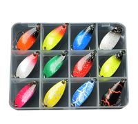 Señuelos de Trucha,LYQQY 12 Piezas Cucharillas de Pesca Kit con Caja de Almacenamiento para Aumentar la Tasa de Mordida del Anzuelo Cebos de Cucharilla,Cucharas de Trucha Set para Pesca al Aire Libre