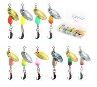 Señuelos giratorios de trucha, señuelos de pesca de trucha para lubina, salmón, lucio, kit giratorio de pesca, señuelos de boca pequeña con spinner de latón para pesca en el lago y el río (estilo