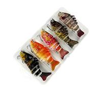 Señuelos para Bar,5 Piezas De Cebos Duros Cortantes | Señuelos para Sapo Multi-articulados - Destinado Pescadores Hombres para la en Agua Salada, Lago, Río y en la Berge para