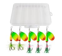 Señuelos para de Bajos, señuelos de Spinnerbait - Kit de salarios de Lentejuelas con Ganchos emplumados - 5 señuelos de manivela con Caja de Aparejos, Accesorios de para Agua Dulce y