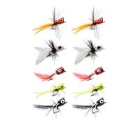 Señuelos para Lubina | 10 Unidades Moscas Secas Poppers Señuelos Bass Popper,Cebos Secos Húmedos Anzuelos Pequeños para Pesca en Lagos Embalses Ríos Agua Dulce Salada Trucha