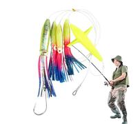 Señuelos resplandor UV para la a calamares - Kit de señuelo de curricán a de calamar, Mude de vida acuática cebo en agua salada, faldas sea animle que arrastra ganchos atún macho