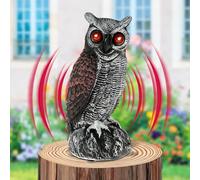 Señuelos solares de búho falso con ojos rojos brillantes, 2 modos de trabajo, disuasorio realista de búho, búho disuasorio de espantapájaros activado para mantener a los pájaros alejados, hogar y
