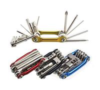 Senven 11 en 1 Multifunción Bicicleta Reparacion Herramientas, Multiusos Bici Herramientas, Mini Plegables Herramientas, Mantenimiento Herramientas Kit -- Oro