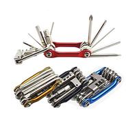 Senven 11 en 1 Multifunción Bicicleta Reparacion Herramientas, Multiusos Bici Herramientas, Mini Plegables Herramientas, Mantenimiento Herramientas Kit - Rojo