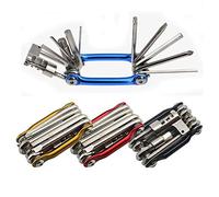 Senven® 11 en 1 Multifunción Bicicleta Reparación y Mantenimiento Kit - Mini Plegable Herramientas Multiusos para Bici - Azul