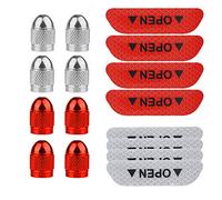 Senven 16 Piezas Tapa de válvula de Aluminio de Color, Motocicleta, camión, Bicicleta, válvula de neumático Universal, Adhesivo Reflectante Impermeable. (Blanco, Rojo)