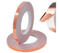 Senven Cinta Adhesiva primera calidad cobre - Conductor - (50m × 10 mm) × 2 - Blindaje EMI y RF, circuitos papel, soldadura, reparaciones eléctricas, Repelente de babosas - Paquete de 2