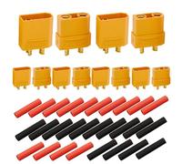 senvenelec 12 piezas (6 pares)+24 piezas de tubo termocontraíble, XT90 macho hembra conector circular, XT90 macho hembra adaptador, adaptador de batería de Lipo RC Conector de alta corriente.