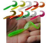 Senvenelec 30 cebos artificiales, biomiméticos de silicona suave para lombrices de tierra artificiales, señuelos de pesca Big Roll Tail, señuelos de pesca, gusanos simulados, fuerte tentación de