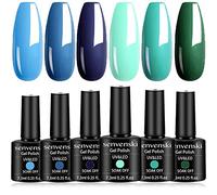 Senvenski Azul Esmaltes Semipermanentes Para uñas, Azul Marino Esmaltes de gel de uñas Ejército Verde Verdoso Turquesa Aceitunas Set Manicura UV LED (CS6-011)