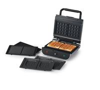 SENYA - Aparato para gofres y cocodrilos, gofres 3 en 1, gofres, obleas y croques, 3 placas intercambiables antiadherentes, almacenamiento vertical, fácil de limpiar