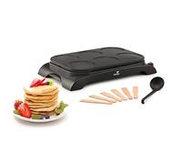 Senya - Crepa eléctrica para panqueques (1000 W, placa antiadherente, diámetro de 11,5 cm, cocción rápida, panqueques, panqueques, 6 espátulas de madera + cucharón, mini crepe fiesta fácil de limpiar