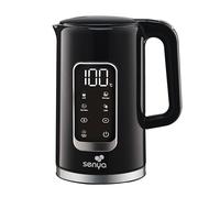SENYA Hervidor eléctrico Polly - Negro - Temperatura ajustable - 1,7 L | Pantalla LCD, mantenimiento caliente 2 horas, 5 programas de té, base de 360°, doble pared antiquemaduras, potencia 2200 W